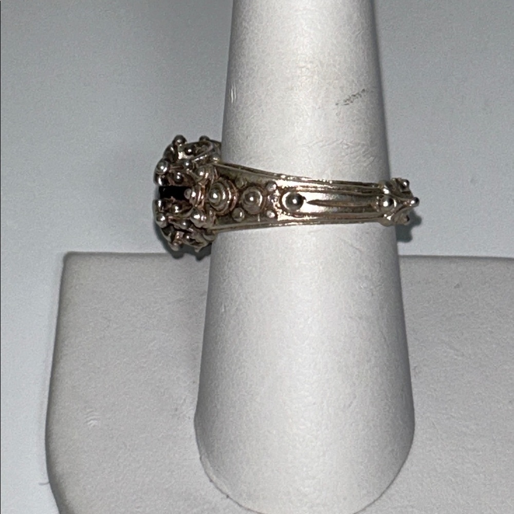 Artisan Made Vintage Sterling Silver & Rhodonite Garnet Gemstone Ring - Picture 6 of 7